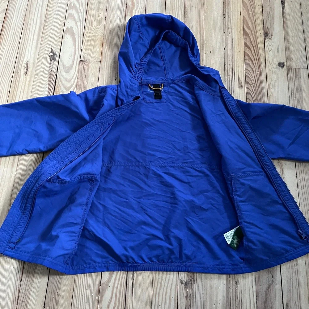 L.L. Bean Kids Royal Blue Hooded Lightweight Windbreaker Jacket Size Small‎ 8